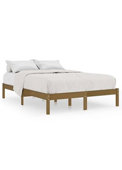 Brązowe podwójne łóżko drewniane 160x200 cm - Vilmo 6X ze sklepu Edinos.pl w kategorii Łóżka i materace - zdjęcie 173447040