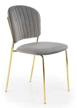 Szare welurowe krzesło pikowane - Edsel ze sklepu Edinos.pl w kategorii Krzesła - zdjęcie 173447050
