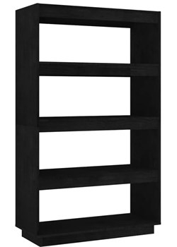 Czarny regał drewniany z 4 półkami H2-K08 - id: 37004 - marki Elior - 173447190 Czarny regał drewniany z 4 półkami H2-K08 ze sklepu Edinos.pl w kategorii Dom - zdjęcie 173447190