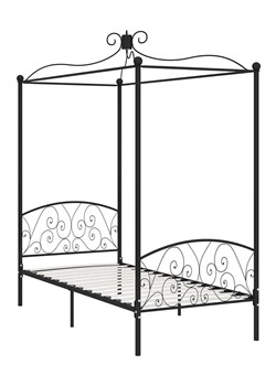 Czarne rustykalne łóżko z baldachimem 100x200 cm - Orfes ze sklepu Edinos.pl w kategorii Łóżka i materace - zdjęcie 173447332