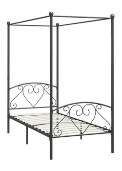 Szare metalowe łóżko z baldachimem 100x200 cm - Elox ze sklepu Edinos.pl w kategorii Łóżka i materace - zdjęcie 173447350