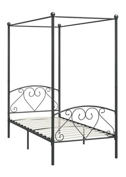 Szare metalowe łóżko z baldachimem 100x200 cm - Nila ze sklepu Edinos.pl w kategorii Łóżka i materace - zdjęcie 173447350
