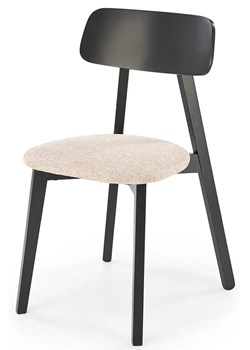 Drewniane tapicerowane krzesło czarny + beż - Neve ze sklepu Edinos.pl w kategorii Krzesła - zdjęcie 173447501