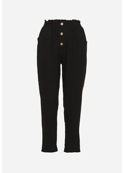 Czarne Spodnie z Wysoką Talią Typu Paper Bag z Gumką w Pasie Noravia ze sklepu Born2be Odzież w kategorii Spodnie damskie - zdjęcie 173448250