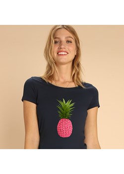 WOOOP Koszulka &quot;Floral pineapple&quot; w kolorze granatowym ze sklepu Limango Polska w kategorii Bluzki damskie - zdjęcie 173448364