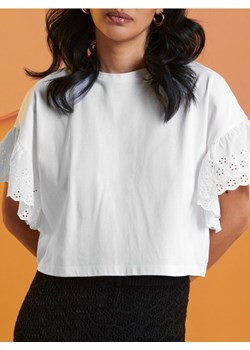 Sinsay - T-shirt z ozdobnymi rękawami - kremowy ze sklepu Sinsay w kategorii Bluzki damskie - zdjęcie 173451311