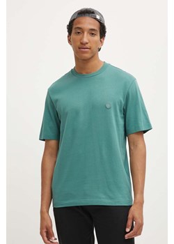 Hugo Blue t-shirt bawełniany męski kolor zielony gładki ze sklepu ANSWEAR.com w kategorii T-shirty męskie - zdjęcie 173451394