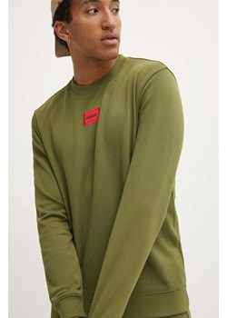 HUGO bluza bawełniana męska kolor zielony z aplikacją 50447964 ze sklepu ANSWEAR.com w kategorii Bluzy męskie - zdjęcie 173451691