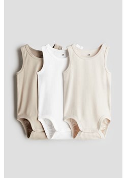 H & M - Body bez rękawów 3-pak - Beżowy ze sklepu H&M w kategorii Body niemowlęce - zdjęcie 173452981