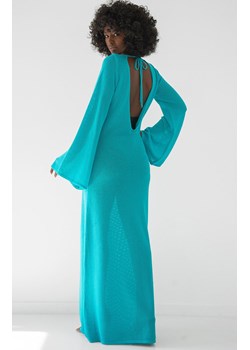 Niebieska długa sukienka ażurowa z bawełny F1865, Kolor niebieski, Rozmiar S/M, Fobya ze sklepu Primodo w kategorii Sukienki - zdjęcie 173453862