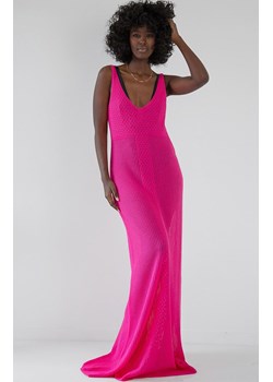 Długa ażurowa sukienka na ramiączka amarantowa F1866, Kolor amarantowy, Rozmiar S/M, Fobya ze sklepu Primodo w kategorii Sukienki - zdjęcie 173453864
