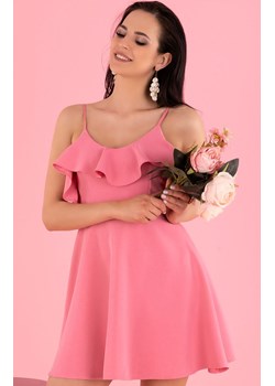 Różowa sukienka z falbanką Cooreo D63, Kolor różowy, Rozmiar M, Merribel ze sklepu Primodo w kategorii Sukienki - zdjęcie 173453940