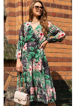 Sukienka midi w kwiaty Mirian, Kolor zielony-wzór, Rozmiar one size, Merribel ze sklepu Primodo w kategorii Sukienki - zdjęcie 173453960