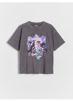 Reserved - Bawełniany t-shirt Mała Syrenka - ciemnoszary ze sklepu Reserved w kategorii Bluzki dziewczęce - zdjęcie 173457351