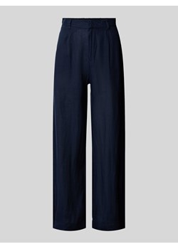 Spodnie lniane o kroju regular fit z zakładkami w pasie model ‘DENISE’ ze sklepu Peek&Cloppenburg  w kategorii Spodnie damskie - zdjęcie 173459822