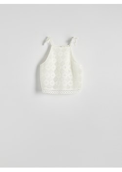 Reserved - Top z ażurowym splotem - biały ze sklepu Reserved w kategorii Bluzki damskie - zdjęcie 173460170