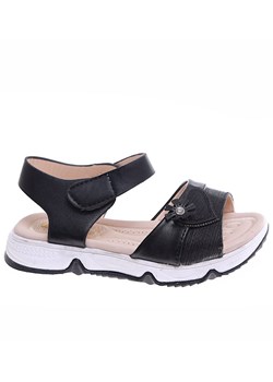 Dziewczęce czarne sandałki na rzepy /D1-2 16390 T381/ ze sklepu Pantofelek24.pl w kategorii Sandały dziecięce - zdjęcie 173460382