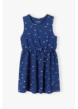 Granatowa sukienka dla dziewczynki w marynistyczny wzór ze sklepu 5.10.15 w kategorii Sukienki dziewczęce - zdjęcie 173460753