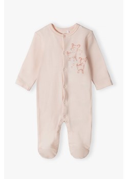Dzianinowy pajac dla niemowlaka z miękkim nadrukiem - różowy ze sklepu 5.10.15 w kategorii Odzież dla niemowląt - zdjęcie 173460783