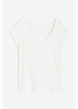 H & M - T-shirt z domieszką lnu - Biały ze sklepu H&M w kategorii Bluzki damskie - zdjęcie 173463501