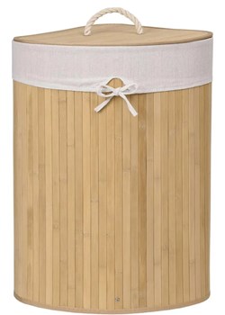 Bambusowy narożny kosz na pranie w kolorze naturalnym - Vexo ze sklepu Edinos.pl w kategorii Kosze na pranie - zdjęcie 173464503