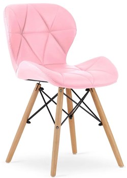 Różowe krzesło kuchenne tapicerowane ekoskórą - Zeno 3X ze sklepu Edinos.pl w kategorii Krzesła - zdjęcie 173464783