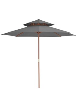 Okrągły parasol ogrodowy z drewnianym słupkiem antracyt - Serenity ze sklepu Edinos.pl w kategorii Parasole ogrodowe - zdjęcie 173464800