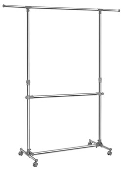 Srebrny Wieszak Stojak Na Ubrania Na Kółkach A8-P12 ze sklepu Edinos.pl w kategorii Dom - zdjęcie 173465583