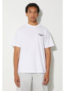 Carhartt WIP t-shirt bawełniany Friendship męski kolor biały z nadrukiem I033641.00AXX ze sklepu PRM w kategorii T-shirty męskie - zdjęcie 173466161