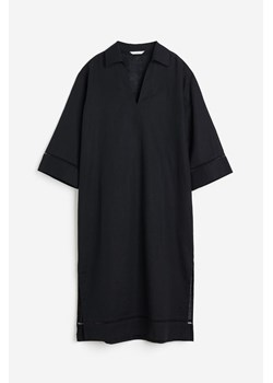 H & M - Tunikowa sukienka z domieszką lnu - Czarny ze sklepu H&M w kategorii Sukienki - zdjęcie 173466452