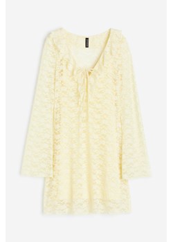 H & M - Koronkowa sukienka z falbanką - Żółty ze sklepu H&M w kategorii Sukienki - zdjęcie 173466472