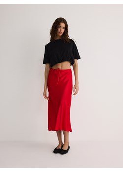 Reserved - Spódnica midi z wiskozy - czerwony ze sklepu Reserved w kategorii Spódnice - zdjęcie 173467272