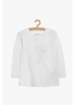 Biała bawełniana bluzka z różowym kotkiem ze sklepu 5.10.15 w kategorii Odzież dla niemowląt - zdjęcie 173468021