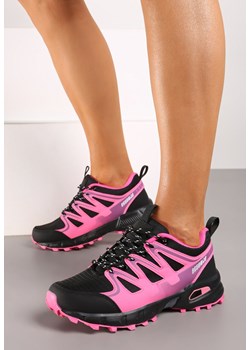 Czarno-Różowe Buty Sportowe Sneakersy Sznurowane na Tłoczonej Podeszwie Tinasinna ze sklepu renee.pl w kategorii Buty sportowe damskie - zdjęcie 173468421
