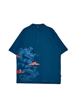 Cropp - Granatowe polo z printem smoka - niebieski ze sklepu Cropp w kategorii T-shirty męskie - zdjęcie 173469030