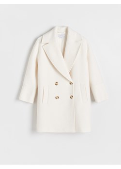 Reserved - Dwurzędowy płaszcz oversize - złamana biel ze sklepu Reserved w kategorii Płaszcze damskie - zdjęcie 173469954