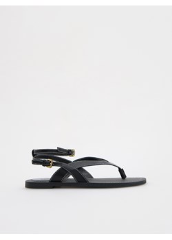 Reserved - Skórzane sandały z paskami - czarny ze sklepu Reserved w kategorii Sandały damskie - zdjęcie 173470490