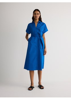 Reserved - Koszulowa sukienka midi - niebieski ze sklepu Reserved w kategorii Sukienki - zdjęcie 173470764