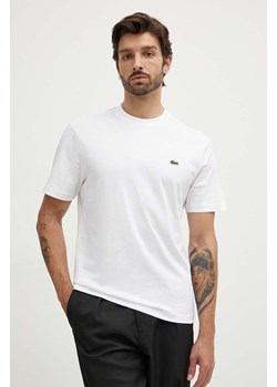 Lacoste t-shirt bawełniany męski kolor biały gładki ze sklepu ANSWEAR.com w kategorii T-shirty męskie - zdjęcie 173473634