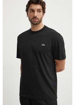 Lacoste t-shirt bawełniany męski kolor czarny gładki ze sklepu ANSWEAR.com w kategorii T-shirty męskie - zdjęcie 173473644