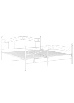 Białe duże łóżko metalowe z zagłówkiem 180x200 cm - Iroz ze sklepu Edinos.pl w kategorii Łóżka i materace - zdjęcie 173475901
