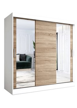 Szafa przesuwna biały + dąb sonoma 200 cm - Seko 6X ze sklepu Edinos.pl w kategorii Szafy - zdjęcie 173476072