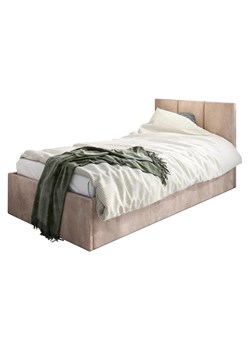 Beżowe welwetowe łóżko z zagłówkiem Barnet 6X - 3 rozmiary ze sklepu Edinos.pl w kategorii Łóżka i materace - zdjęcie 173476082