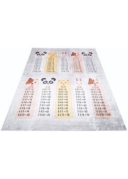 Szaro-kolorowy dywan edukacyjny z tabliczką mnożenia - Asan 4X ze sklepu Edinos.pl w kategorii Tekstylia dziecięce - zdjęcie 173476200