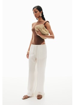H & M - Krepowane spodnie bez zapięcia - Biały ze sklepu H&M w kategorii Spodnie damskie - zdjęcie 173478964