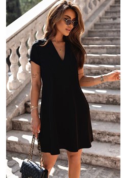Rozkloszowana sukienka czarna Lenissa 366, Kolor czarny, Rozmiar L, Ivon ze sklepu Primodo w kategorii Sukienki - zdjęcie 173481211