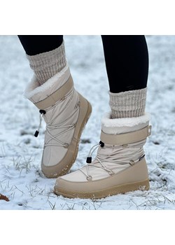 Beżowe zimowe śniegowce damskie z membraną American Club Sn46/23 ze sklepu suzana.pl w kategorii Śniegowce damskie - zdjęcie 173488593