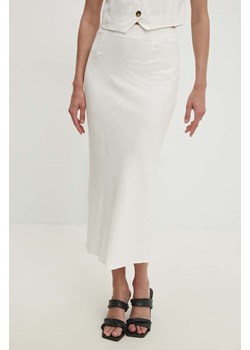 Answear Lab spódnica z lnem kolor biały maxi rozkloszowana ze sklepu ANSWEAR.com w kategorii Spódnice - zdjęcie 173499371