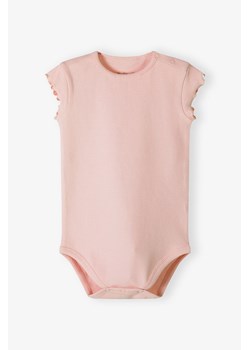 Różowe body z krótkim rękawem - dzianinowe w prążki 5.10.15. ze sklepu 5.10.15 w kategorii Odzież dla niemowląt - zdjęcie 173499474