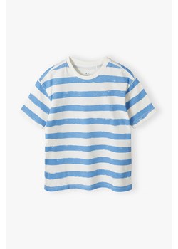 T-shirt dzianinowy w biało - niebieskie paski - Limited Edition ze sklepu 5.10.15 w kategorii T-shirty chłopięce - zdjęcie 173499504